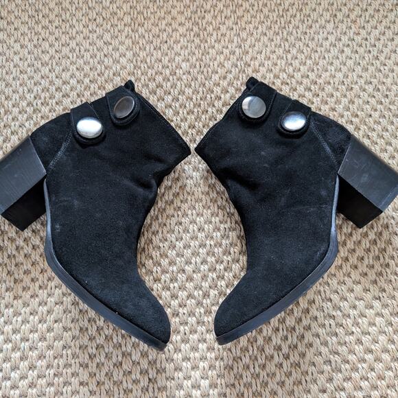 ALBERTO FERMANI Black Suede Block Heel Booties Zipper 36.5 US 6.5 - Picture 2 of 8